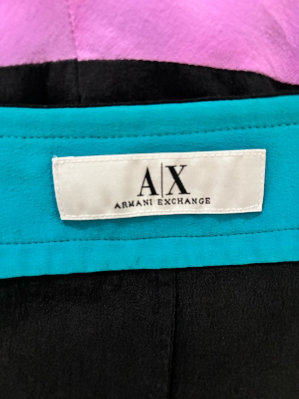 Vintage Armani Exchange A|X Silk Women’s Colorblock Skirt Blue Purple Black 8 - Picture 4 of 6